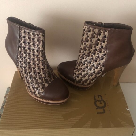 UGG Maliha Woven leather zip ankle booties. Size: 8 - Picture 2 of 6